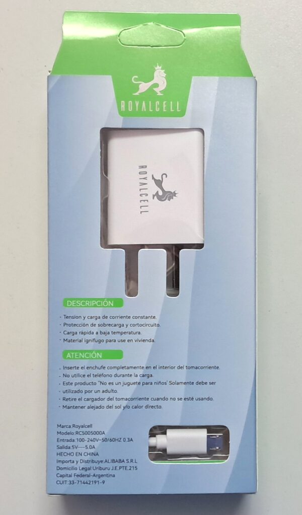 20250704_124119 Cargador RoyalCell 5A con cable tipo V8