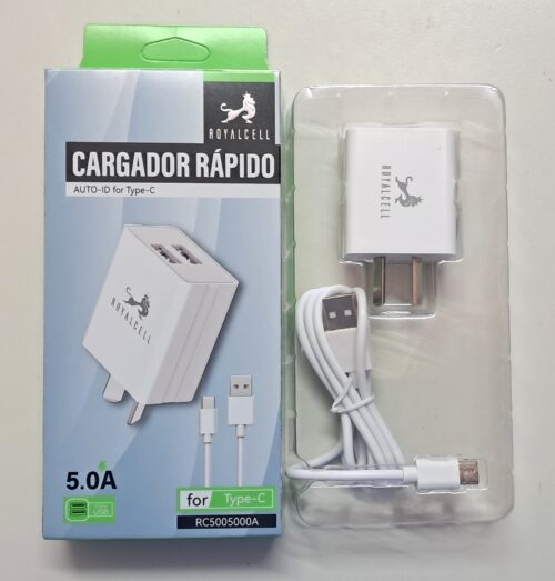 Cargador RoyalCell 5A con cable tipo C